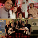 YES students Fatima and Shahjan with their host families celebrating Christmas.