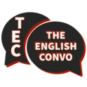A photo of The English Speaking Club's logo, with the words displayed in two text bubbles