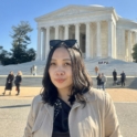 Tiara stands in front of Jefferson Memorial