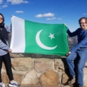 Inam holding the Pakistan Flag